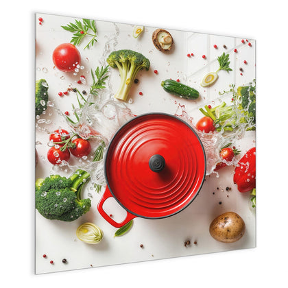 Magnettafel mit dem Motiv Roter Topf mit Gemüse