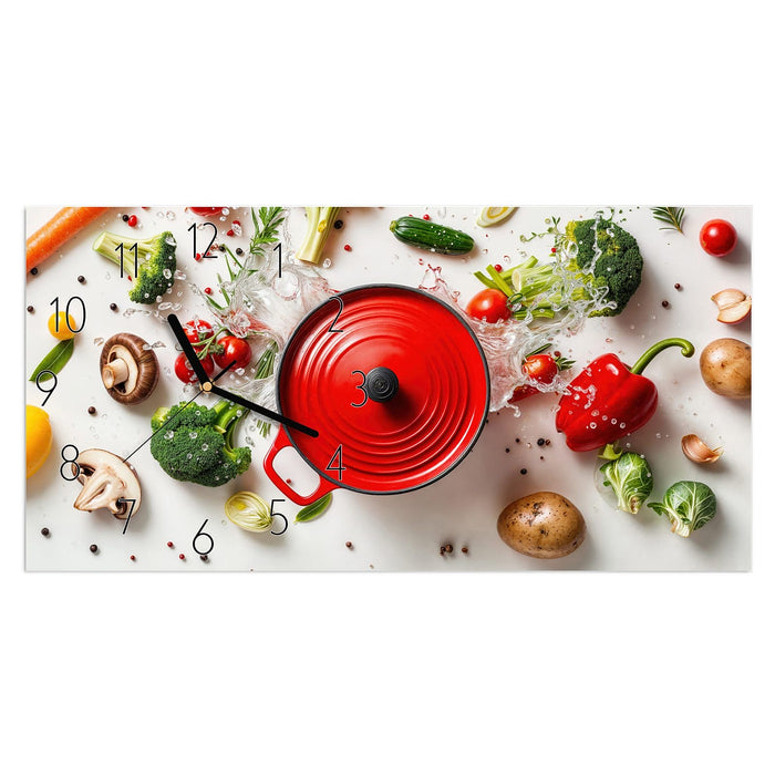 Wanduhr Kochvorbereitung aus Glas – Querformat 60 × 30 cm mit Ziffernblatt Elegant
