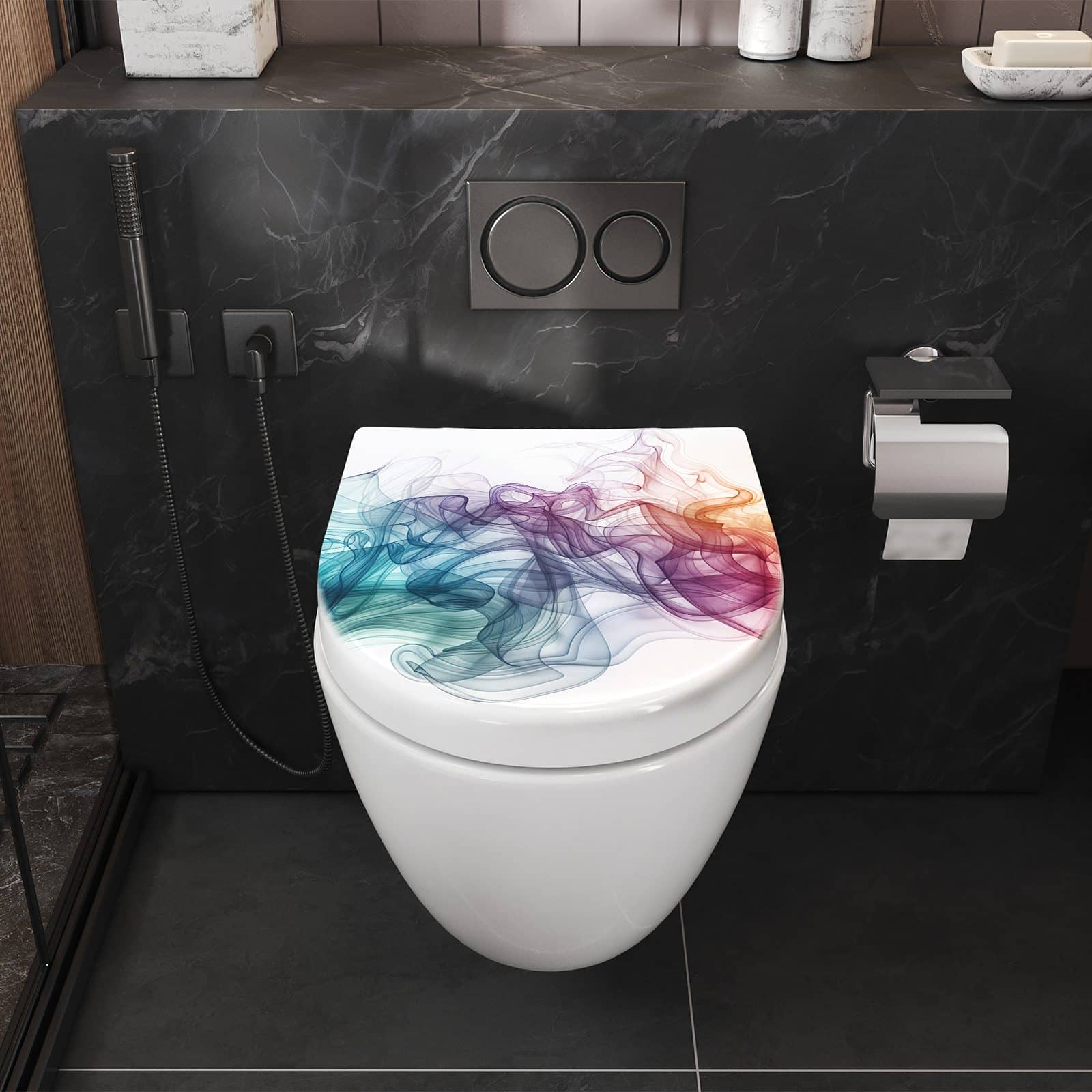 WC-Sitz mit Absenkautomatik Bunte Wirbel