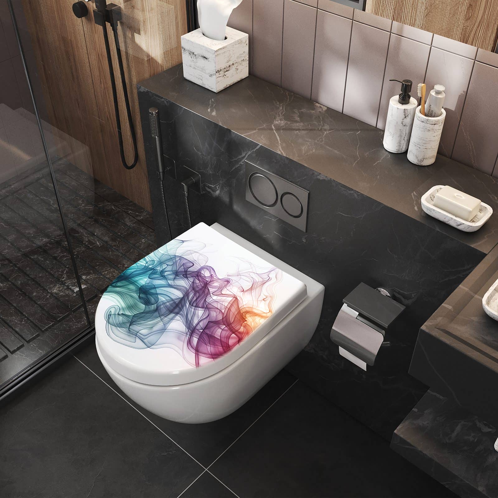 WC-Sitz mit Absenkautomatik Bunte Wirbel
