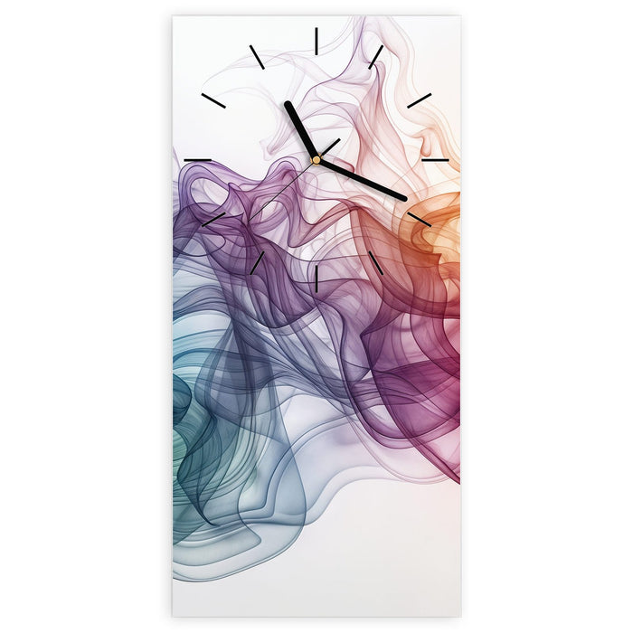 Wanduhr Bunte Wirbel aus Glas – Hochformat 30 × 60 cm mit Ziffernblatt Linie