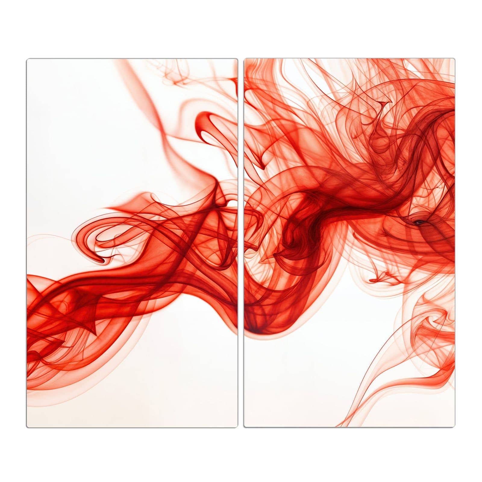 2-teilige Herdabdeckplatte für Ceranfeld mit Abstrakter Rauch-Motiv in der Frontansicht #grösse_2-Teilig (60x52cm)