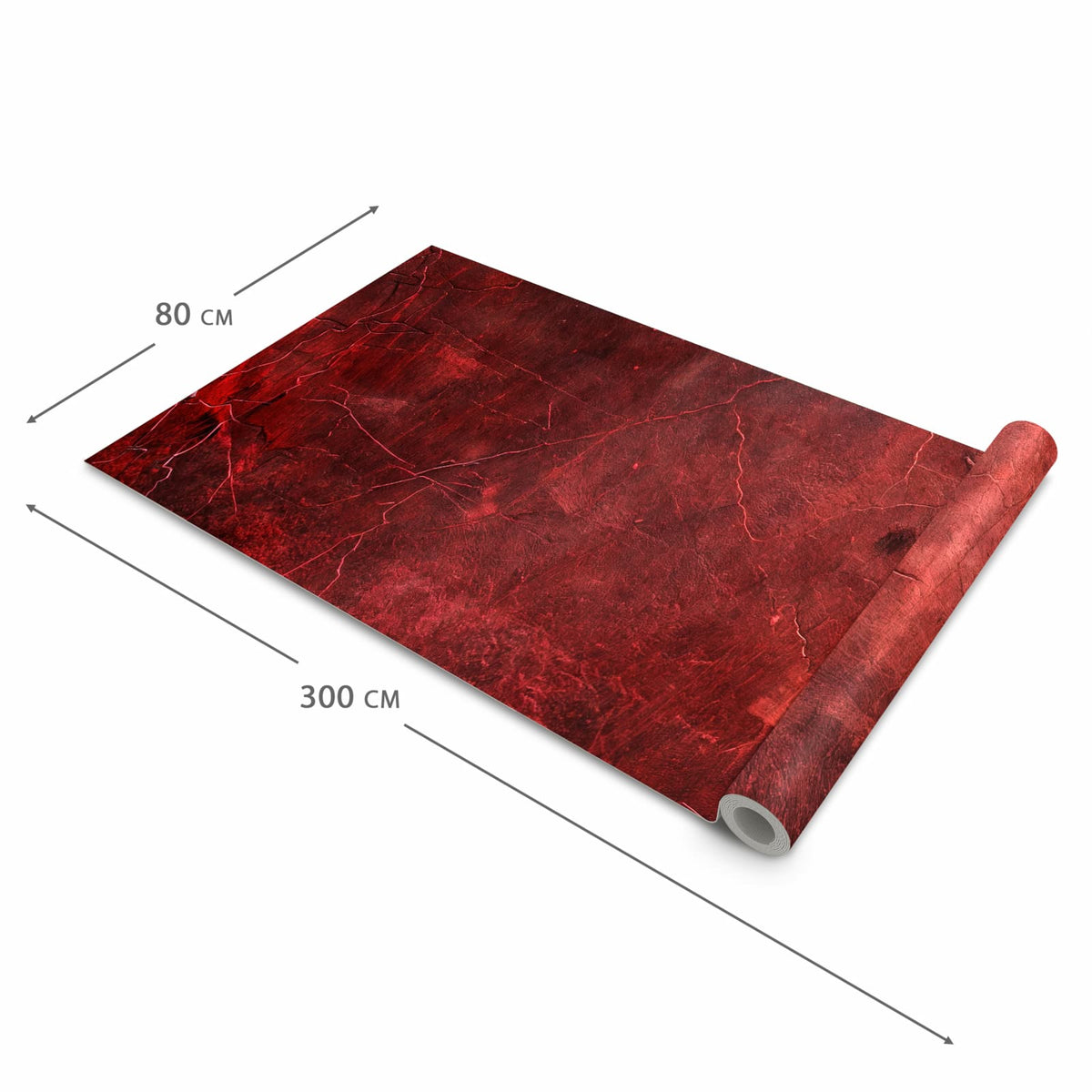 Waschbarer moderner Küchenläufer mit Motiv Rote Struktur in der Grösse 60x300 cm