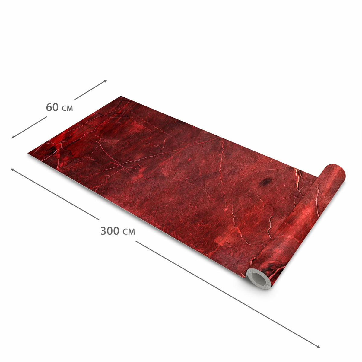 Rutschfester waschbarer Küchenläufer mit Motiv Rote Struktur in der Größe 60x300 cm