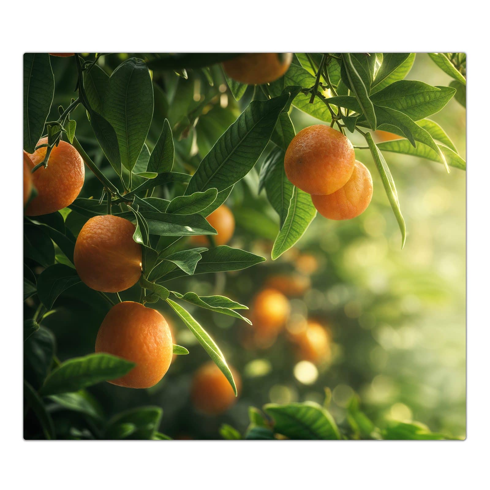 1-teilige Herdabdeckplatte mit Orangenbaum Closeup-Motiv in der Frontansicht #grösse_1-Teilig (60x52cm)