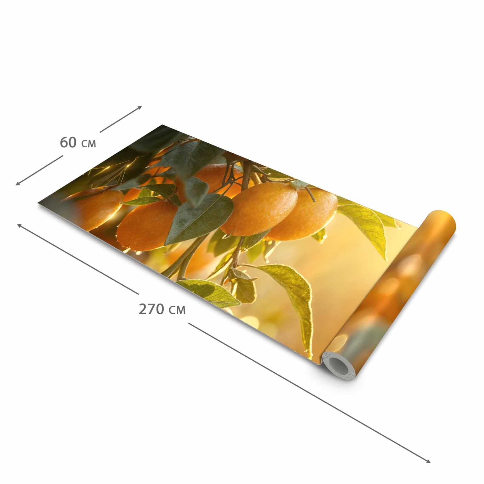 Flacher waschbarer Läufer Küche mit Motiv Sonnengeflutete Orangen in der Größe 60x90 cm
