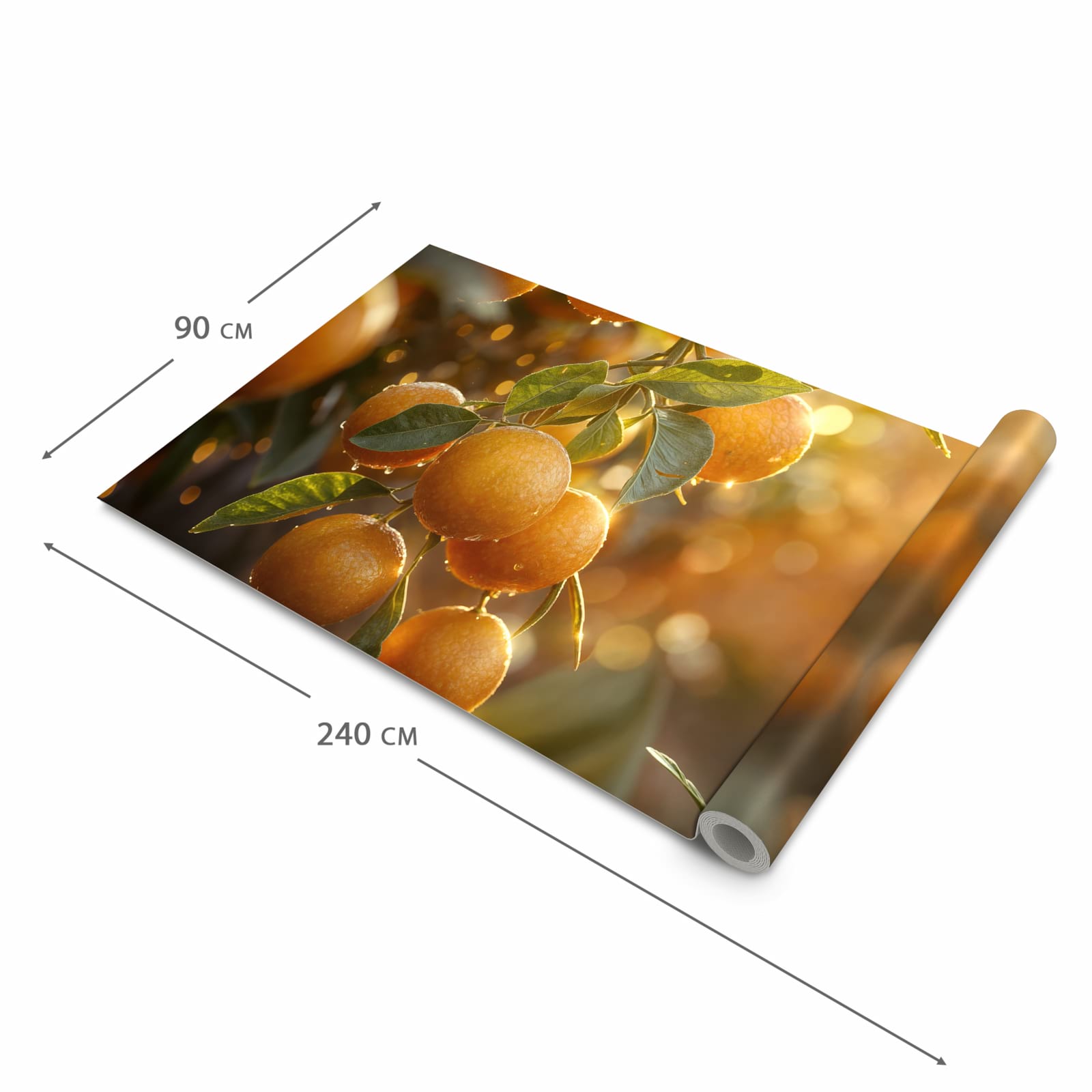 Waschbarer Teppich fürs Esszimmer mit Motiv Sonnengeflutete Orangen in der Größe 60x90 cm