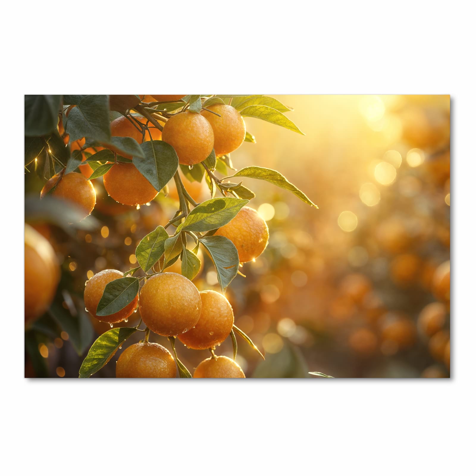 Pflegeleichter waschbarer Küchenläufer mit Motiv Sonnengeflutete Orangen in Frontansicht