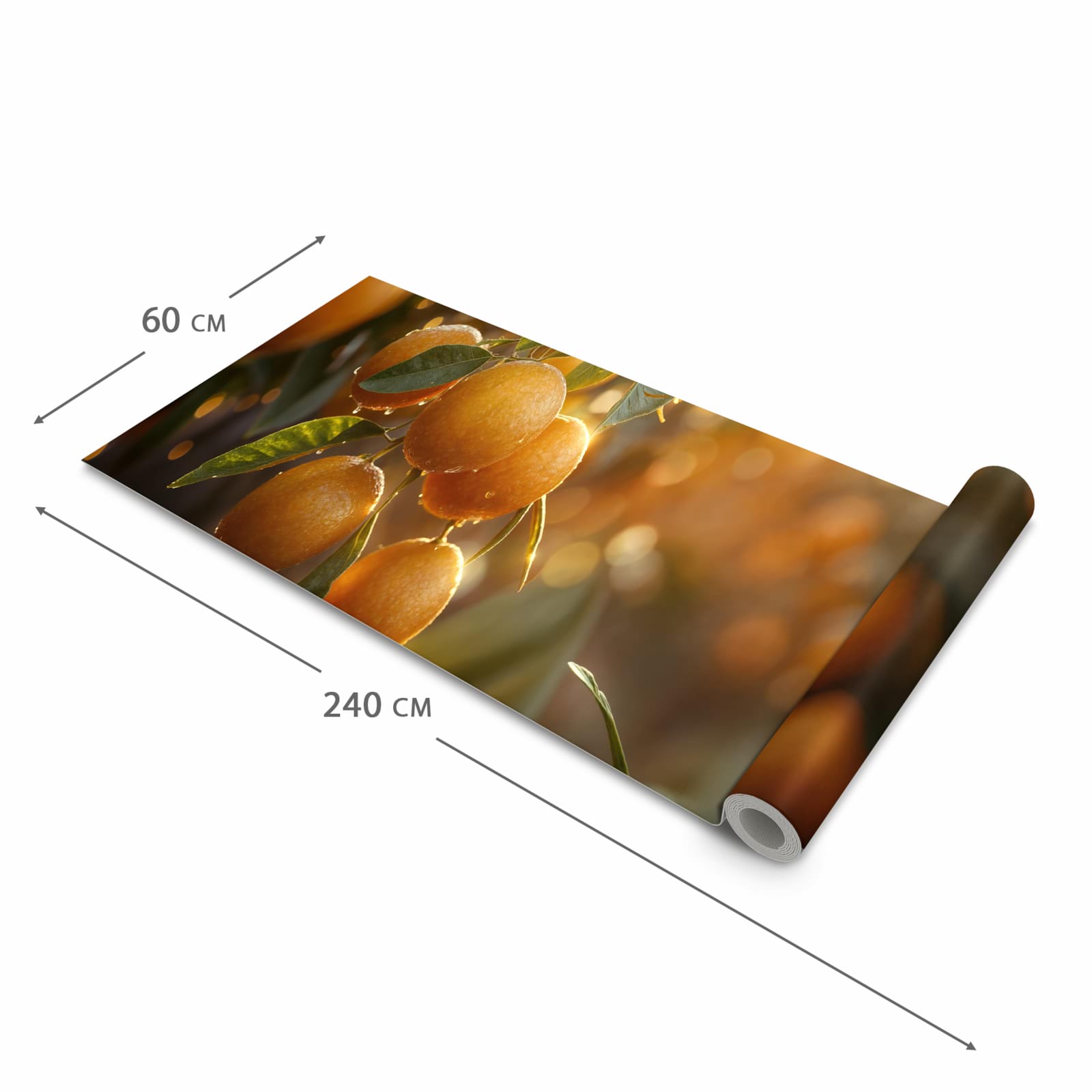 Langlebiger Teppichläufer für die Küche mit Motiv Sonnengeflutete Orangen in der Grösse 60x90 cm