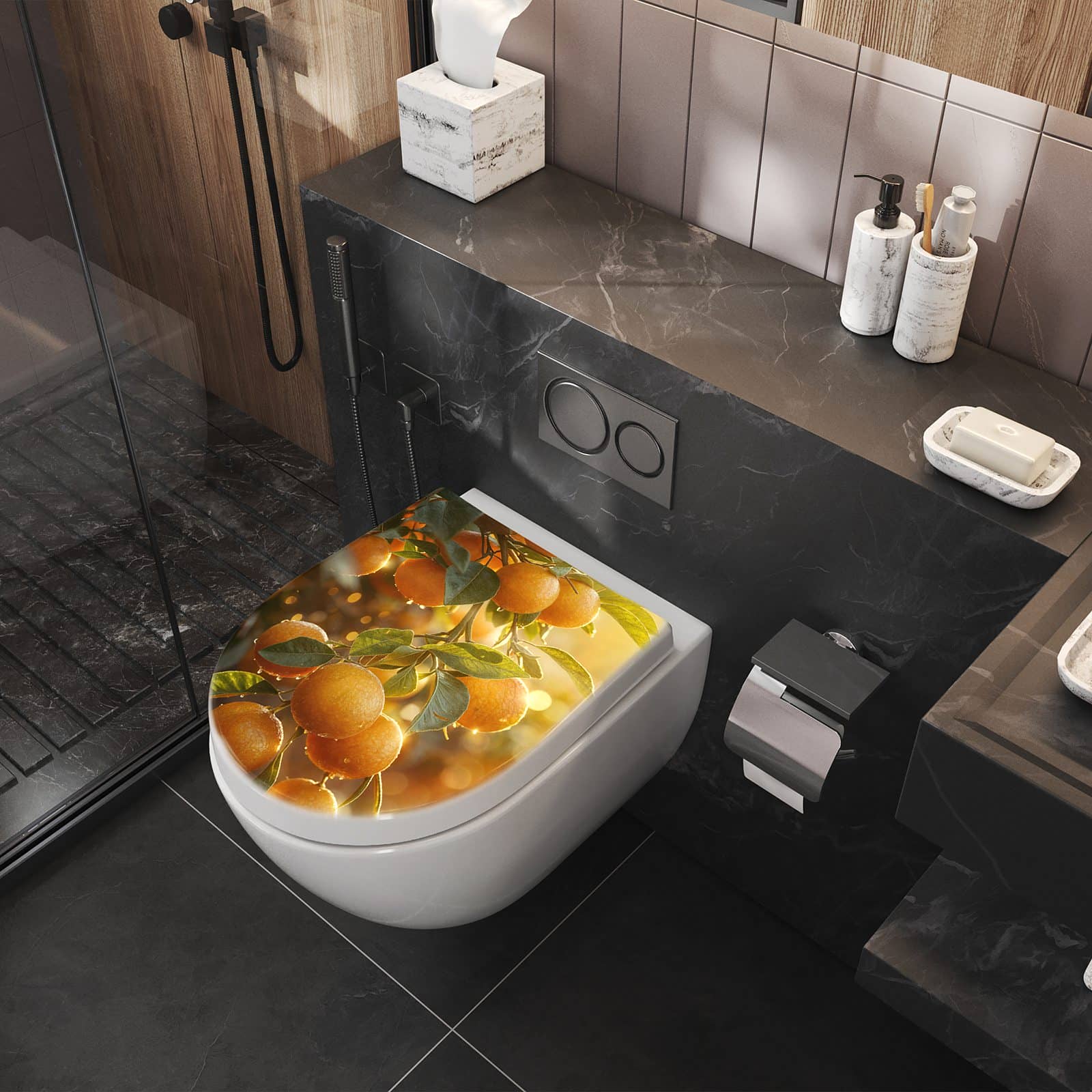 WC-Sitz mit Absenkautomatik Sonnengeflutete Orangen