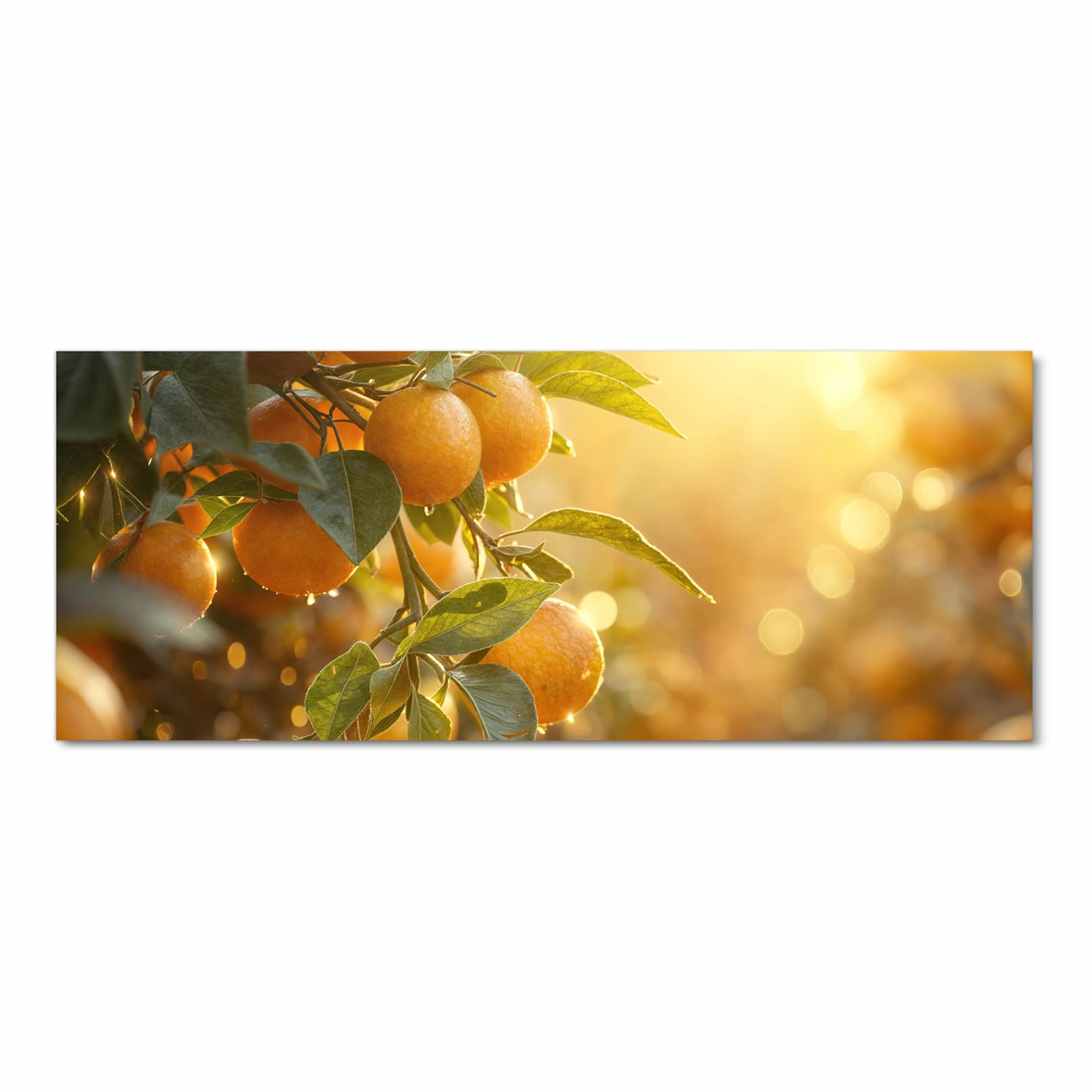 Fleckenresistenter großer Küchenteppich mit Motiv Sonnengeflutete Orangen in Frontansicht