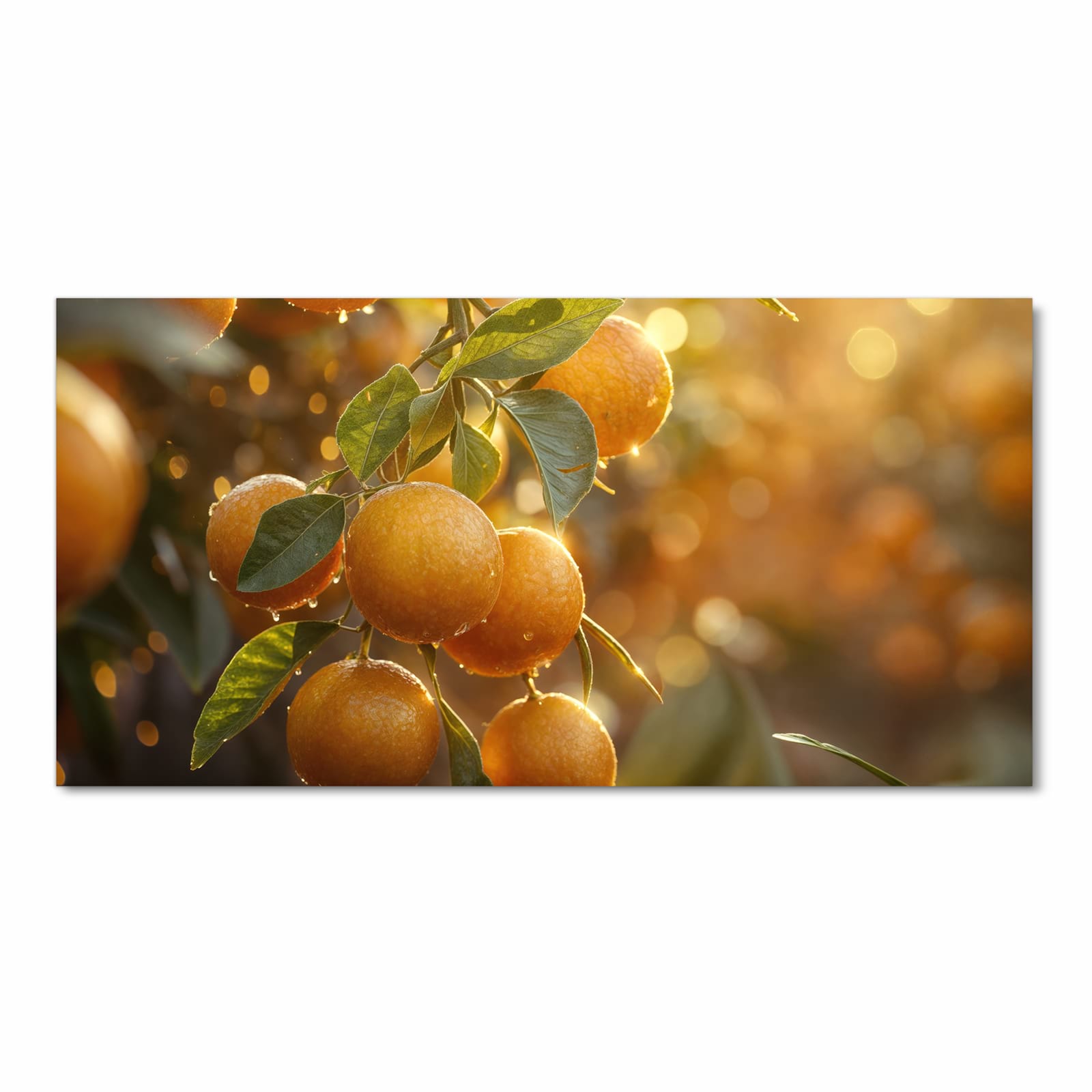 Wasserabweisender Küchenteppich mit Motiv Sonnengeflutete Orangen in Frontansicht