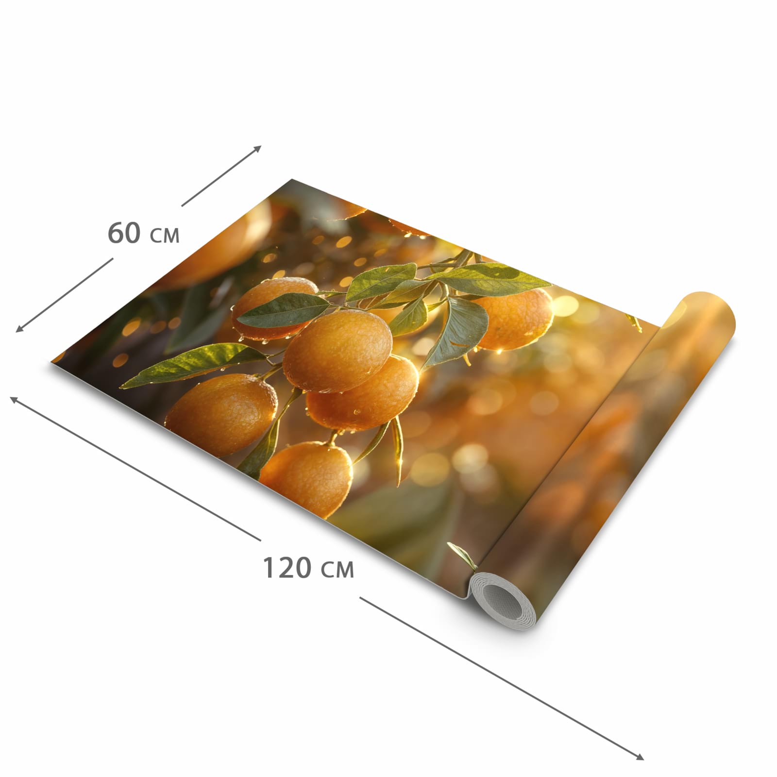 Fleckenresistenter waschbarer Teppich Küche mit Motiv Sonnengeflutete Orangen in der Grösse 60x90 cm