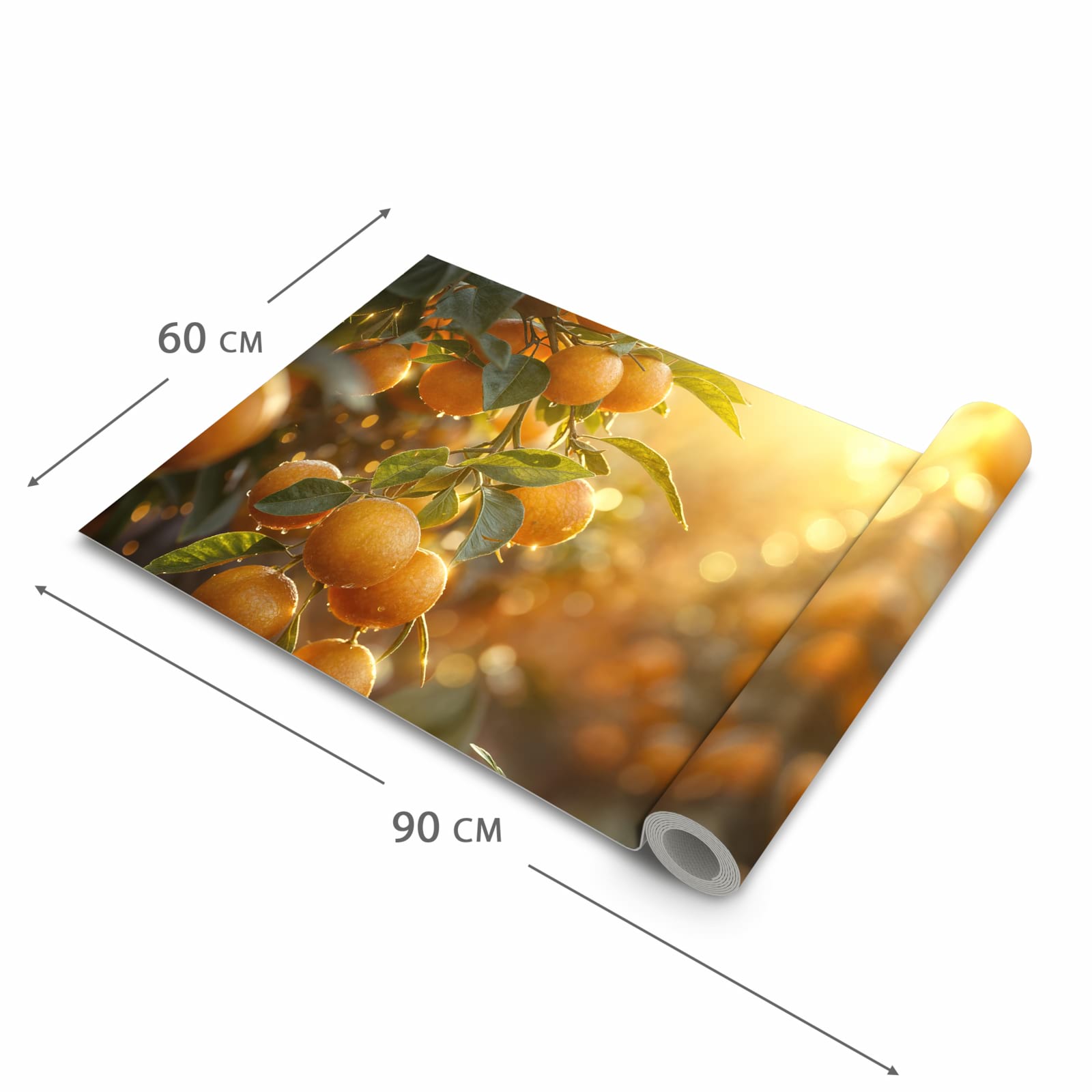 Komfortabler langer Teppich mit Motiv Sonnengeflutete Orangen in der Grösse 60x90 cm