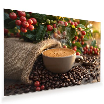 Wandbild mit dem Motiv Tasse mit Kaffeekirschen