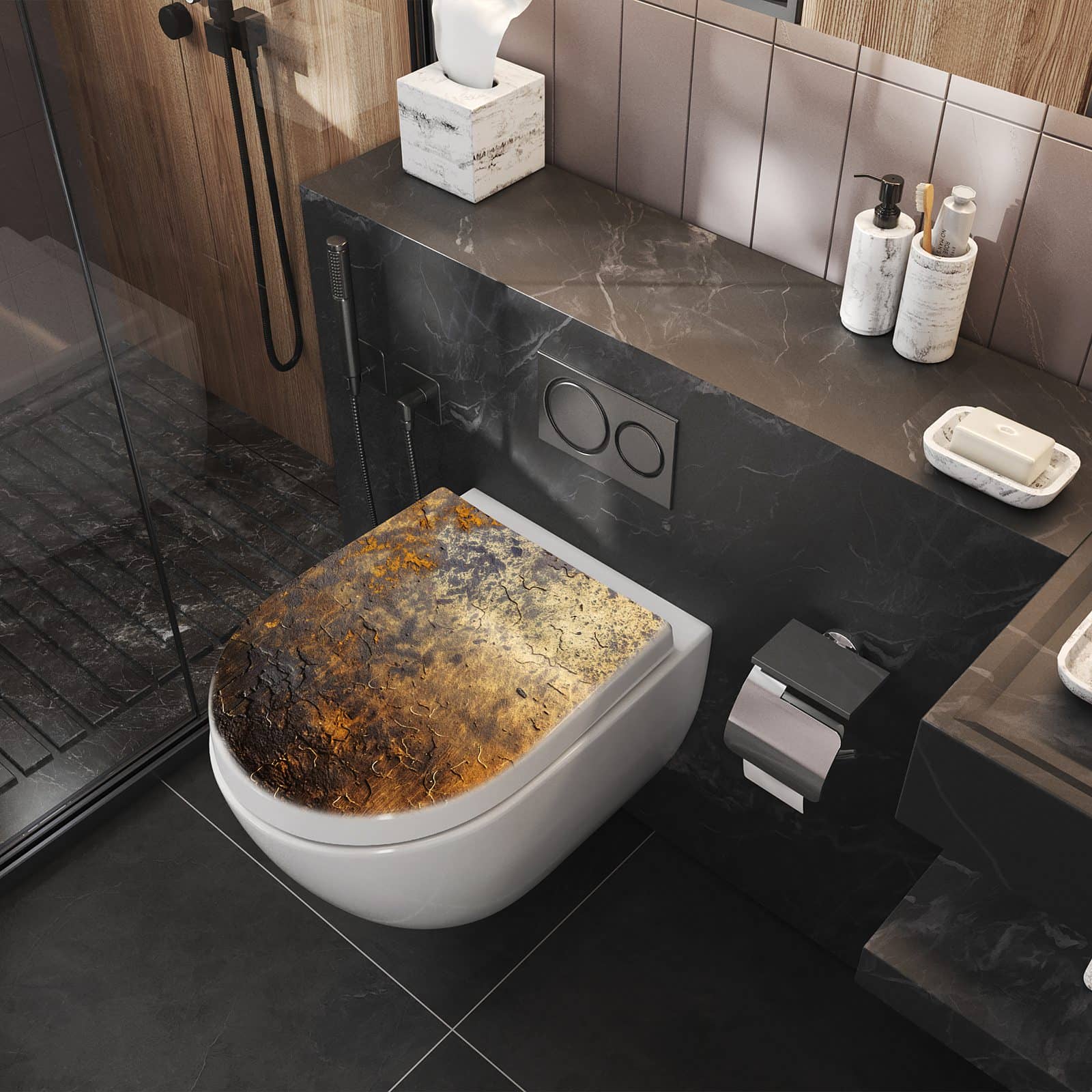 WC-Sitz mit Absenkautomatik Golden Texture