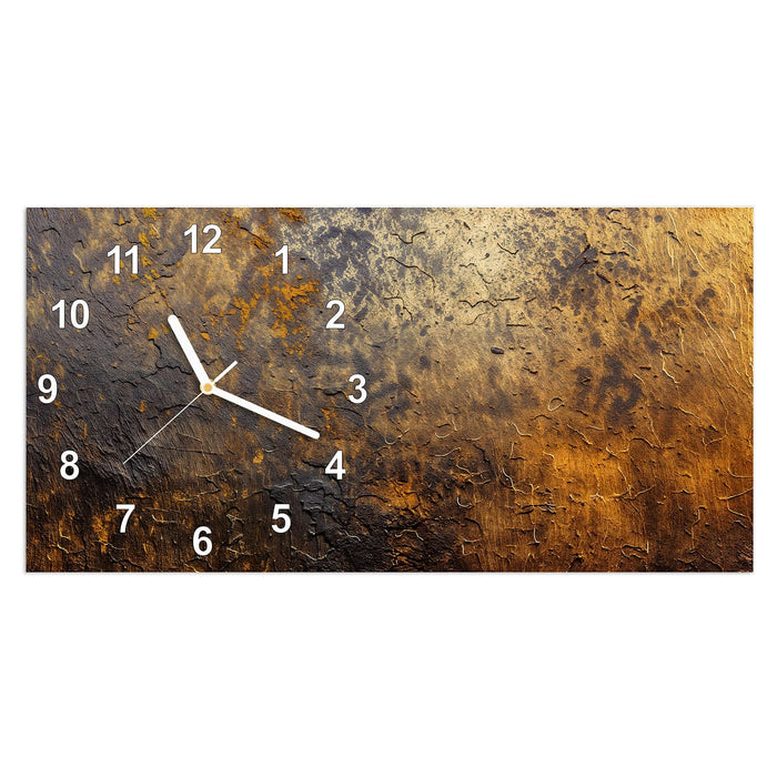 Wanduhr Golden Texture aus Glas – Querformat 60 × 30 cm mit Ziffernblatt Modern