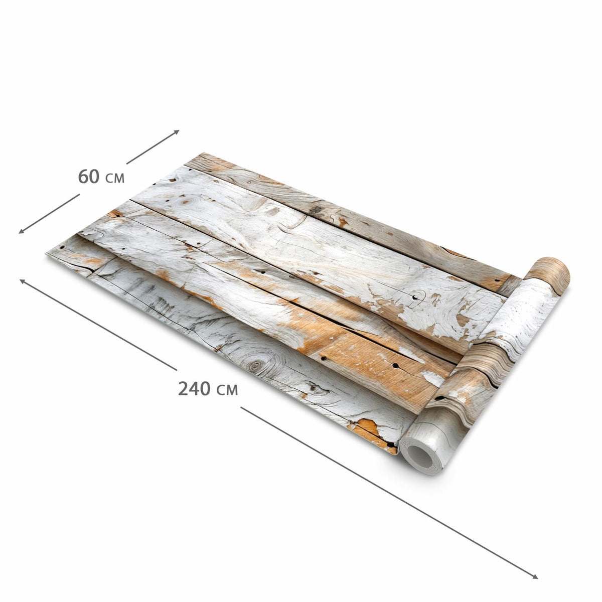 Zeitsparender Küchenteppich mit Motiv Verwittertes Holz Brettpanel in der Grösse 60x270 cm