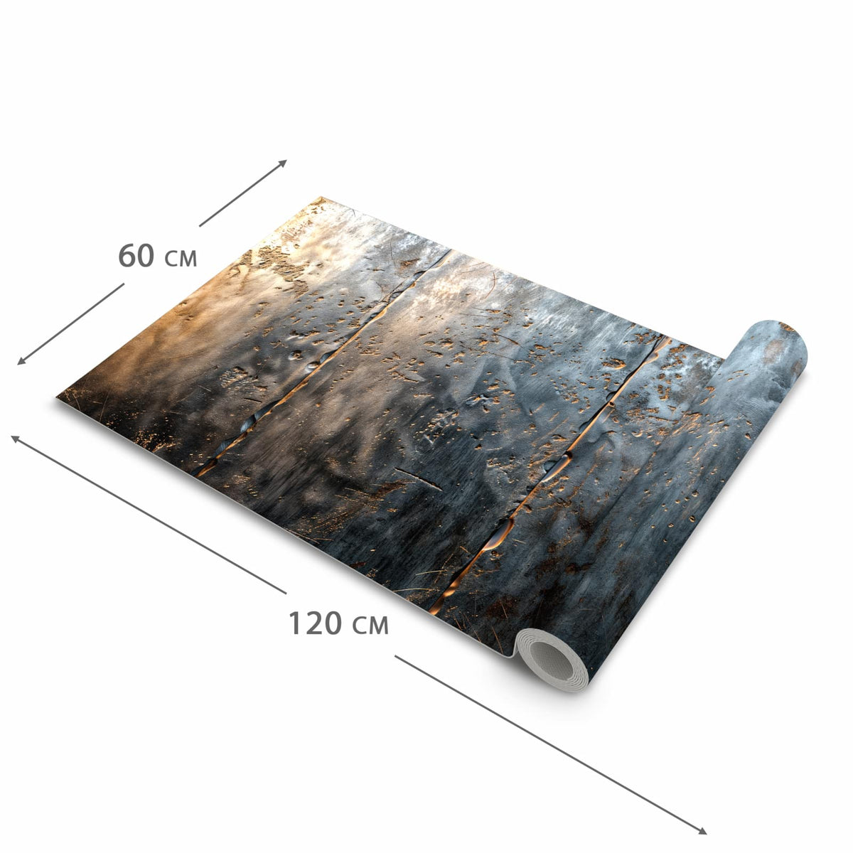 Komfortabler Küchenläufer mit Motiv Metalltextur in der Grösse 60x240 cm