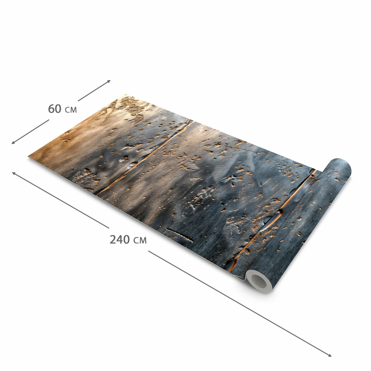 Küchenläufer mit angenehmer Haptik und Motiv Metalltextur in der Grösse 60x270 cm