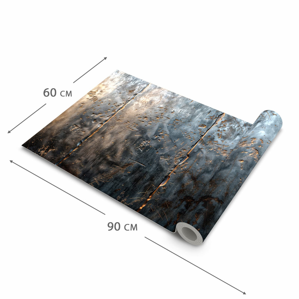 Waschbarer Küchenläufer nach Maß mit Motiv Metalltextur in der Größe 60x270 cm