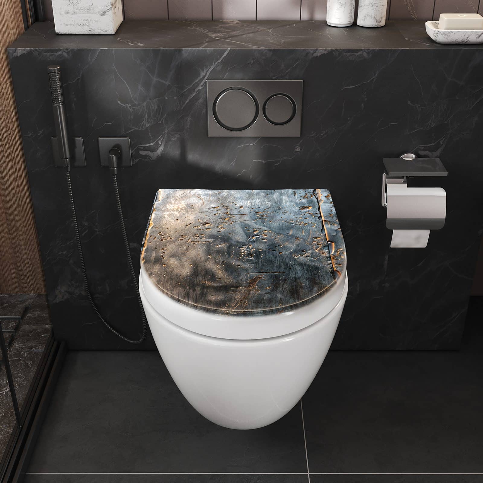 WC-Sitz mit Absenkautomatik Metalltextur