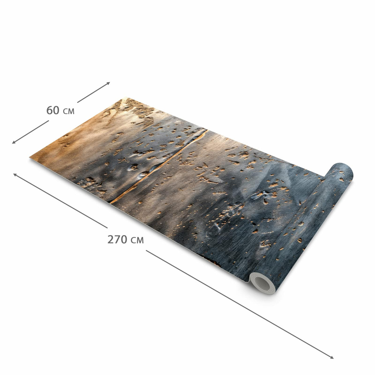 Hygienischer rutschfester Küchenläufer mit Motiv Metalltextur in der Grösse 60x270 cm