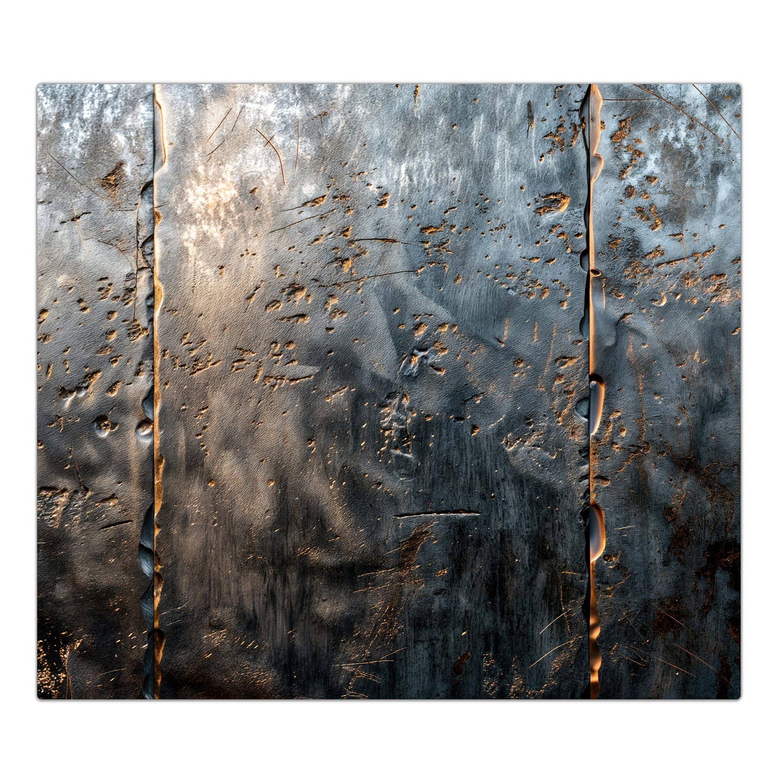 1-teilige Herdabdeckplatte mit Metalltextur-Motiv in der Frontansicht