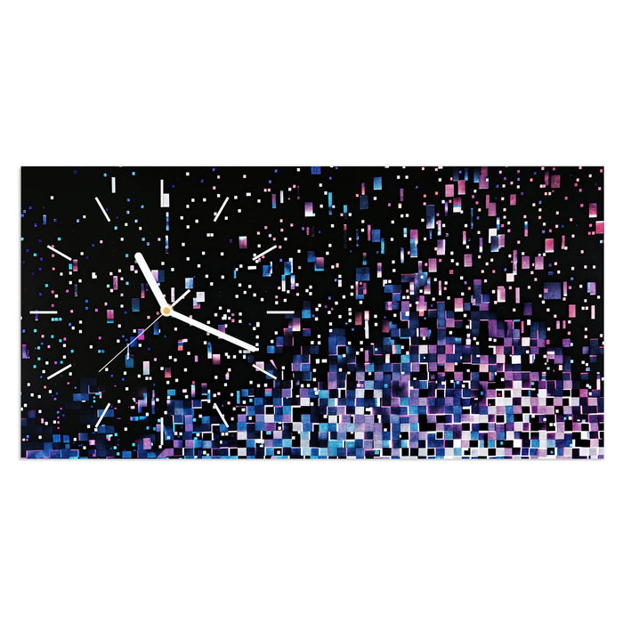 Wanduhr Pixelmuster aus Glas – Querformat 60 × 30 cm mit Ziffernblatt Linie