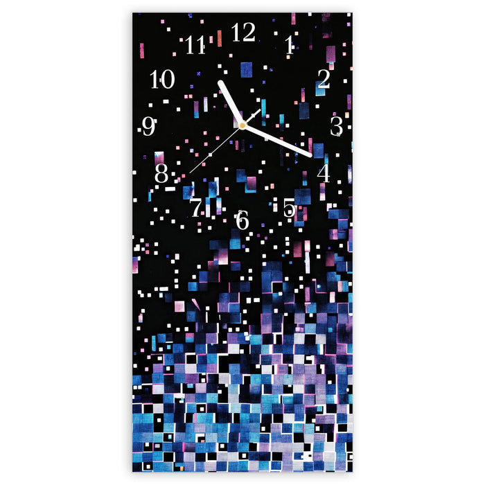 Wanduhr Pixelmuster aus Glas – Hochformat 30 × 60 cm mit Ziffernblatt Klassisch