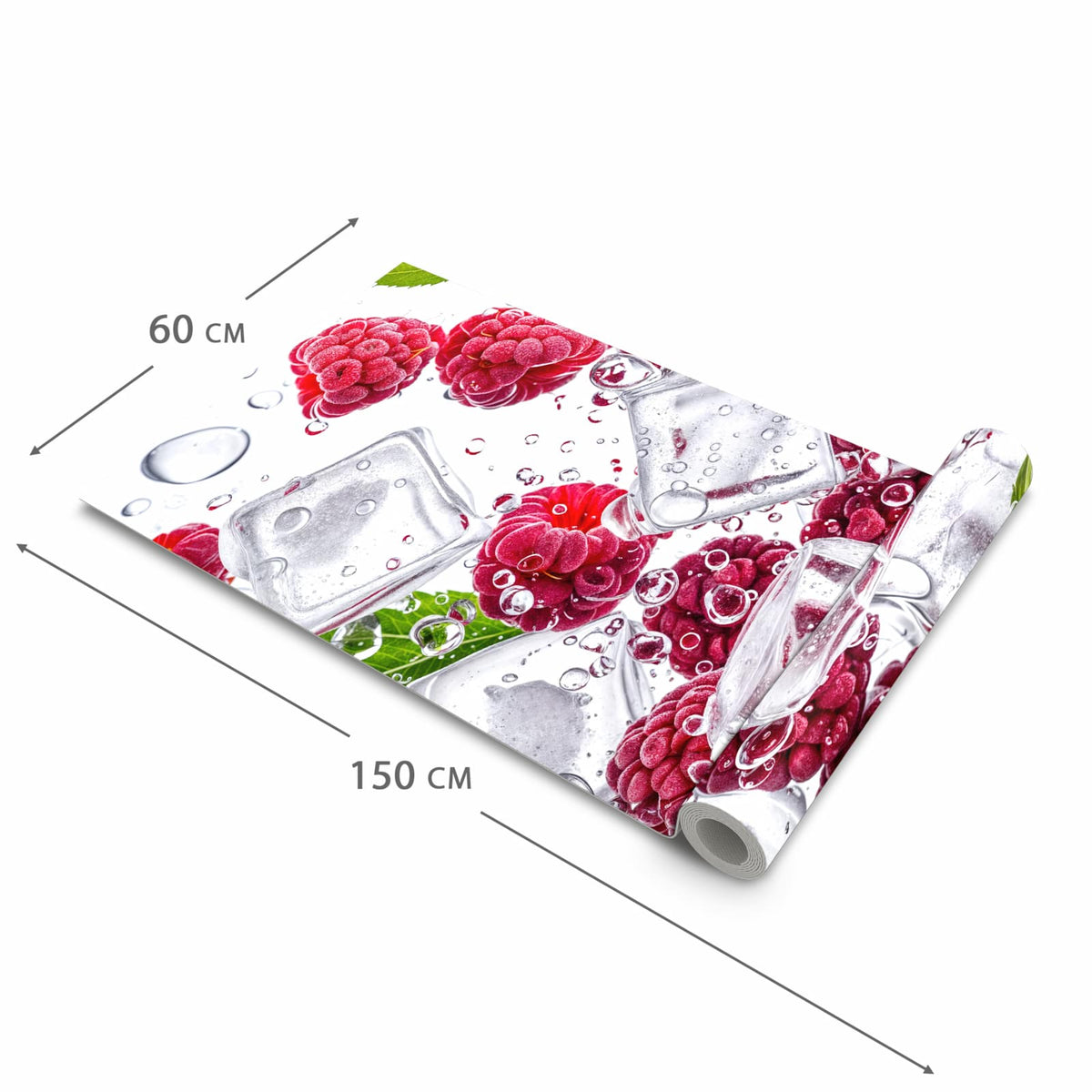 Waschbarer Küchenläufer mit Motiv Himbeereis in der Größe 60x240 cm für angenehme Haptik