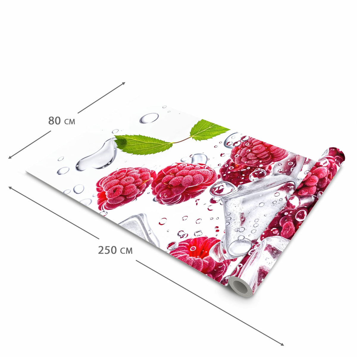Bodenschonender Teppich fürs Esszimmer mit Motiv Himbeereis in der Größe 60x240 cm
