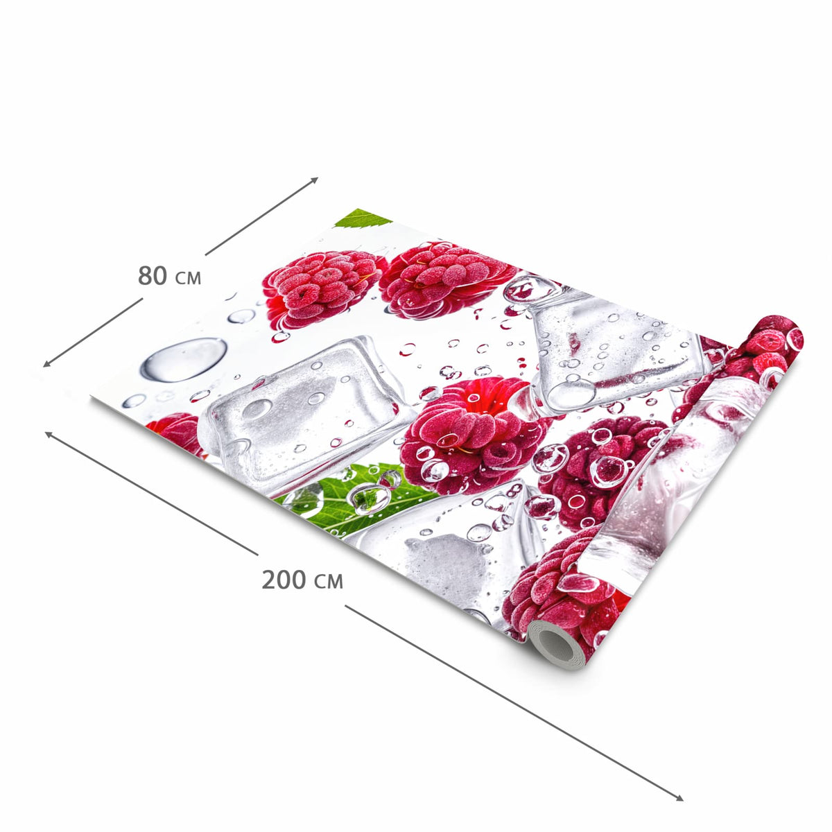 Feuchtigkeitsresistenter waschbarer Küchenteppich mit Motiv Himbeereis in der Grösse 60x240 cm