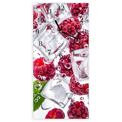 Wanduhr mit dem Motiv Himbeeren im Eis
