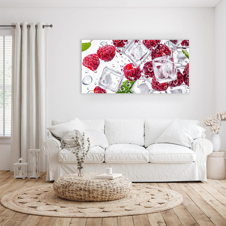 Maße Wandbild - Himbeeren im Eis - Querformat