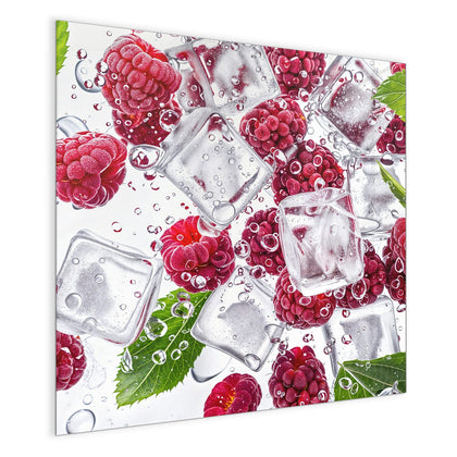 Magnettafel mit dem Motiv Himbeeren im Eis