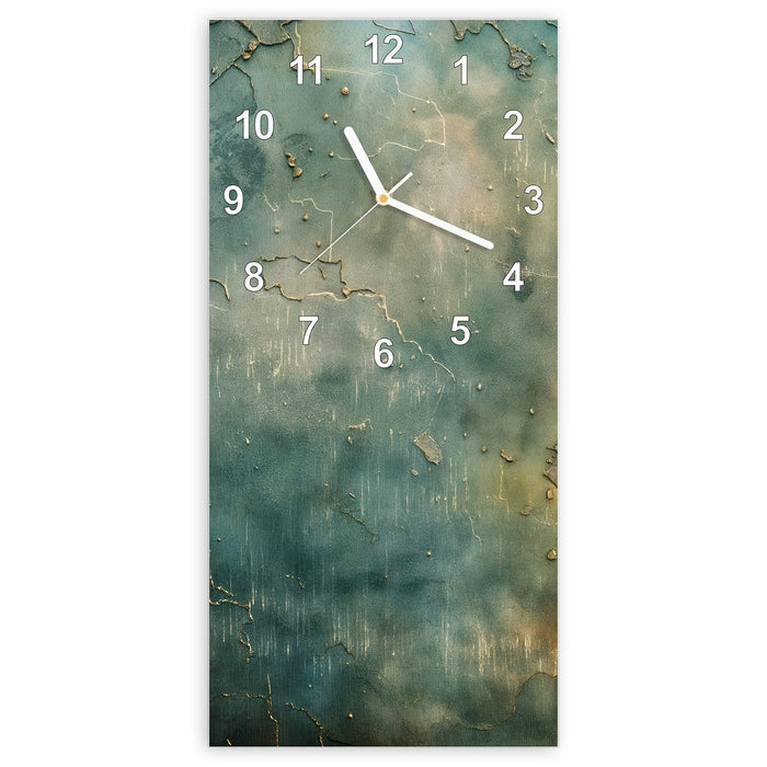 Wanduhr Gealterte Wand aus Glas – Hochformat 30 × 60 cm mit Ziffernblatt Modern