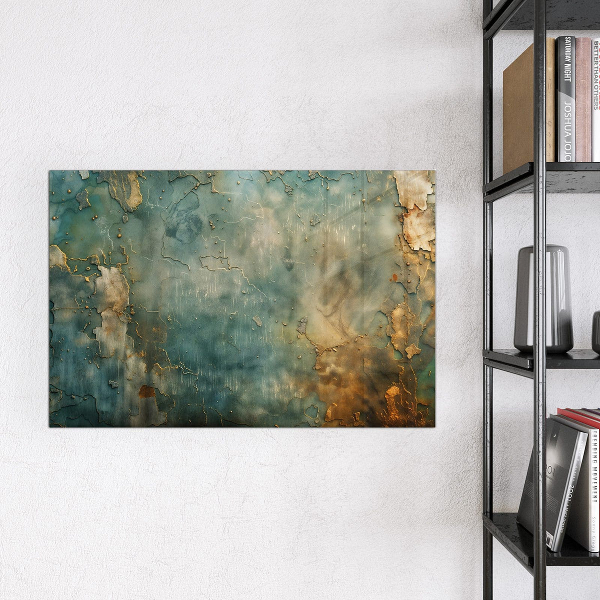 Magnettafel - Türkise Patina mit Gold – Türkise Patina mit Rissen