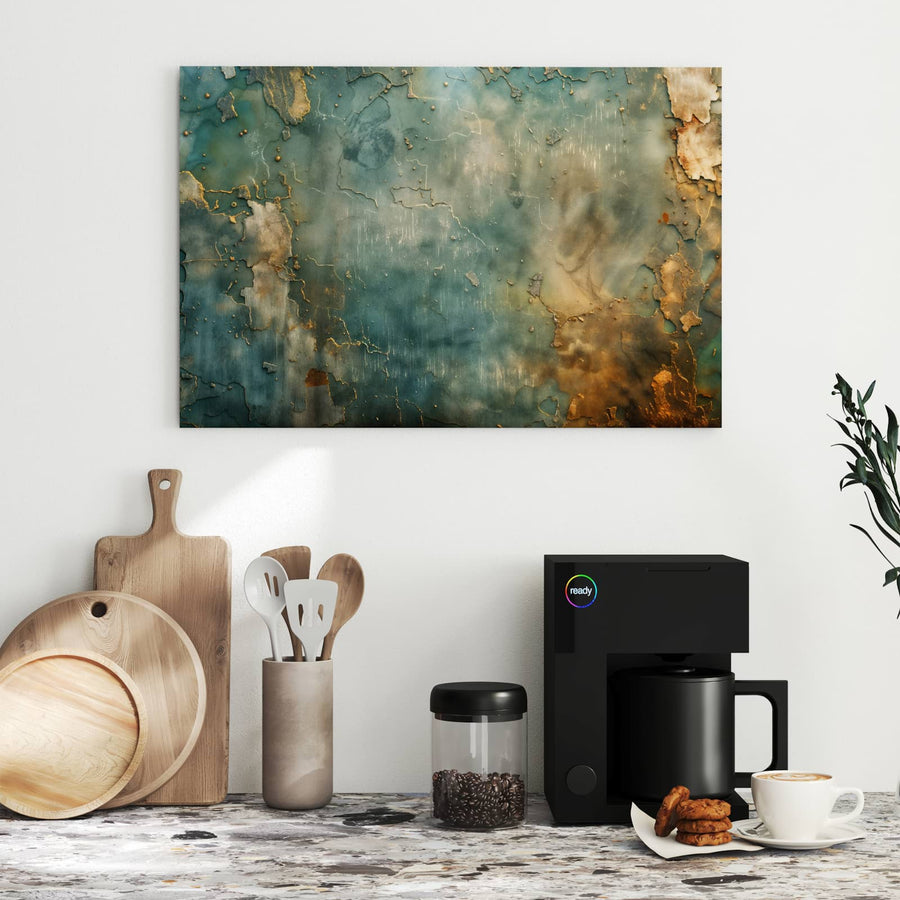 Maße Metall Magnettafel - Türkise Patina mit Gold