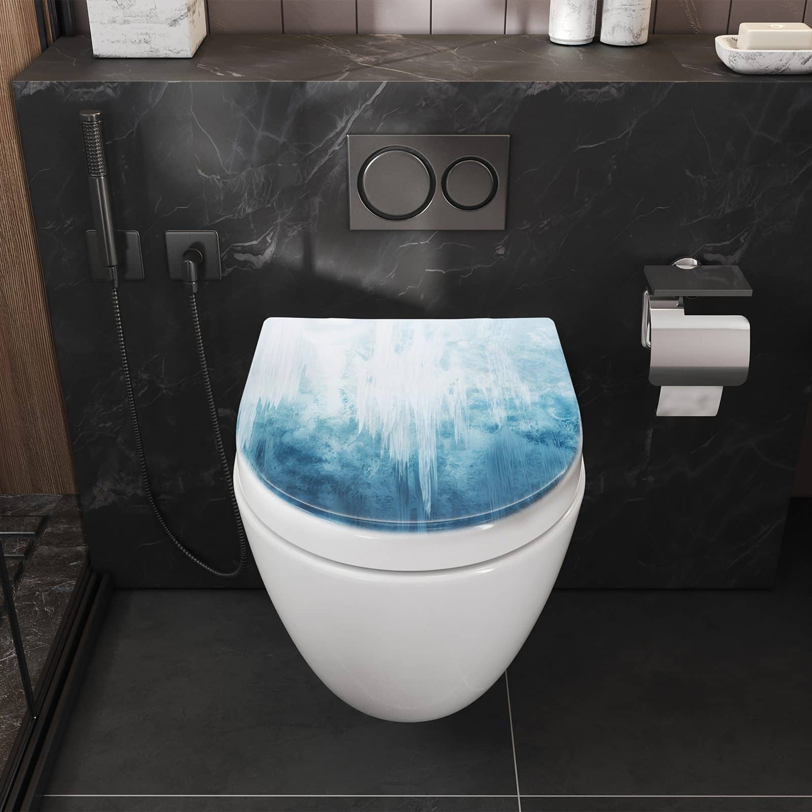 WC-Sitz mit Absenkautomatik Gefrorener Wasserfall
