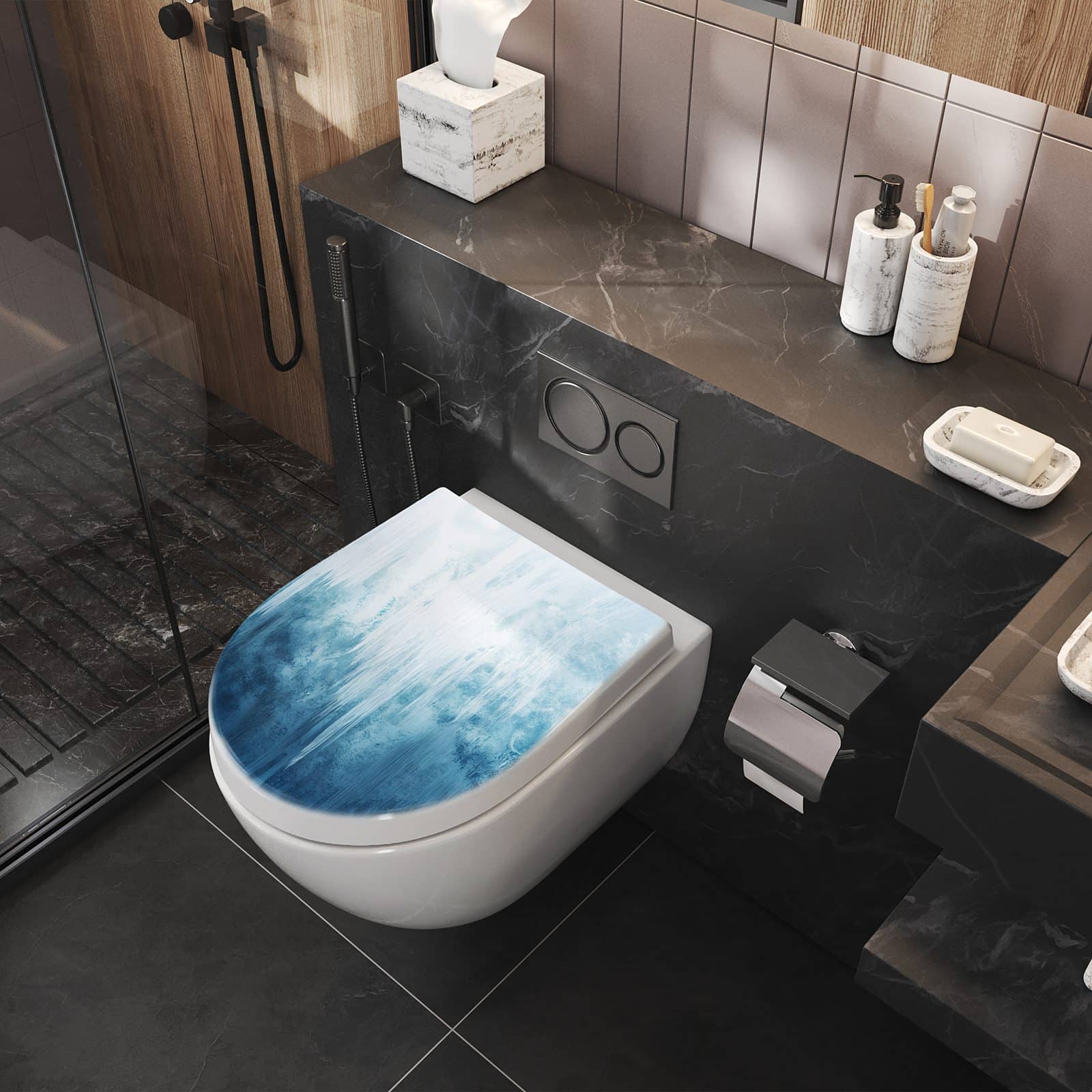 WC-Sitz mit Absenkautomatik Gefrorener Wasserfall