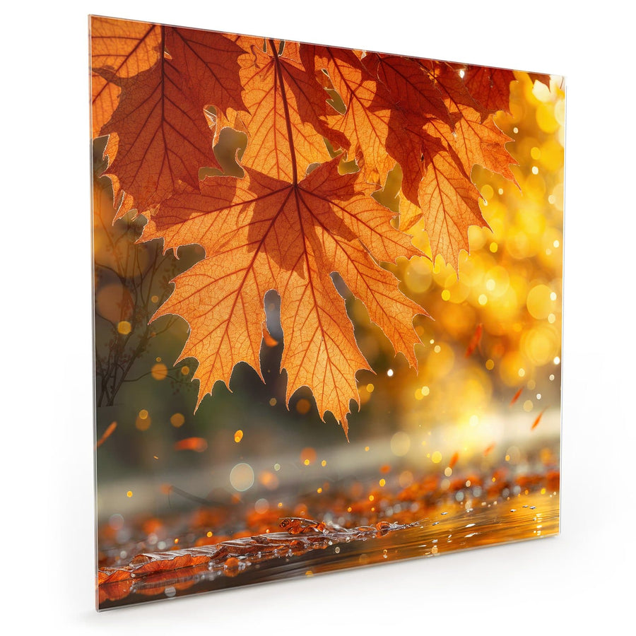 Maße Küchenrückwand Orange Ahornblätter aus Glas