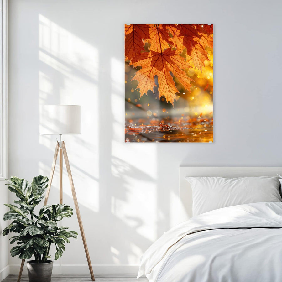 Maße Wandbild - Orange Ahornblätter - Hochformat