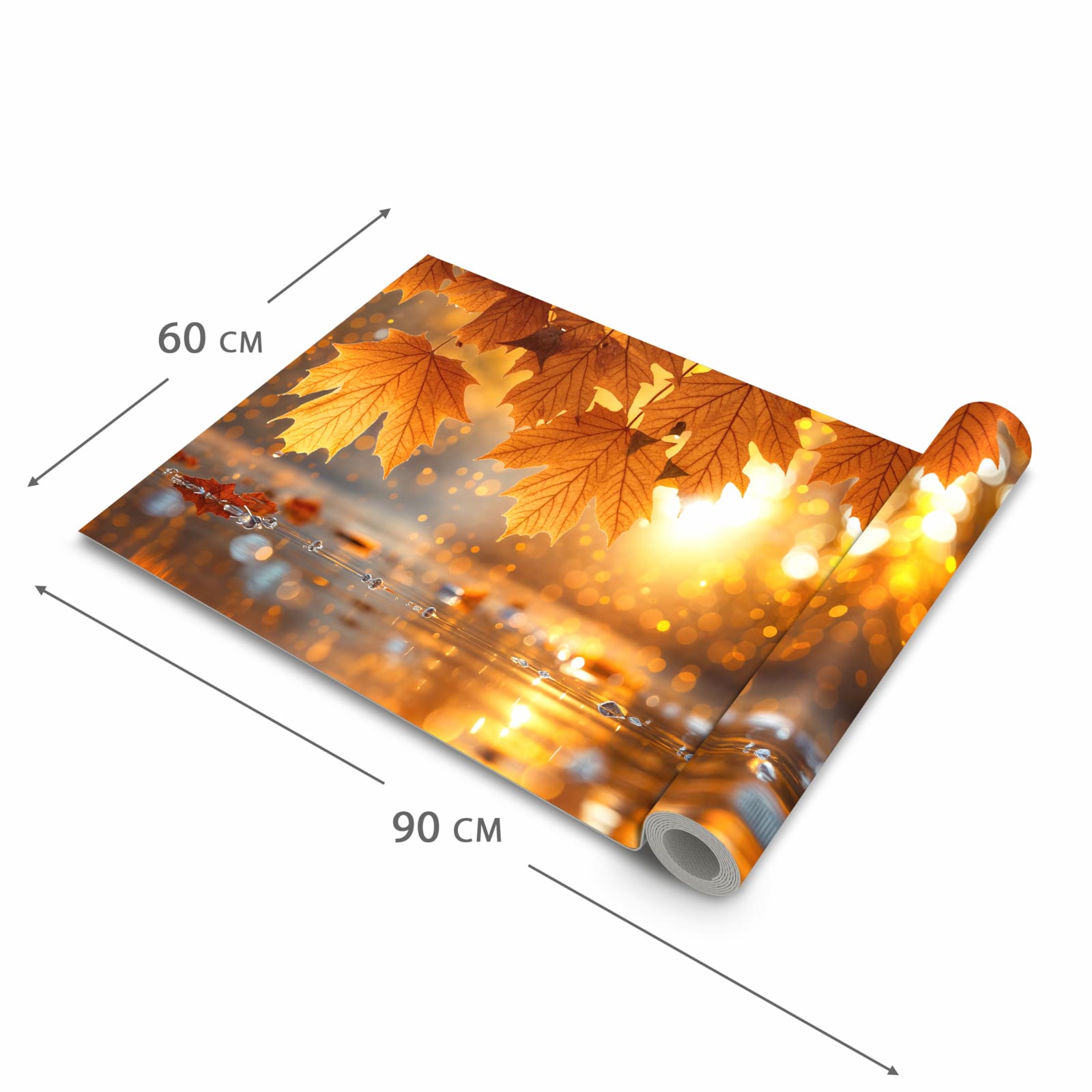 Langlebiger rutschfester Küchenteppich mit Motiv Blätter von Herbstliche in der Grösse 60x150 cm