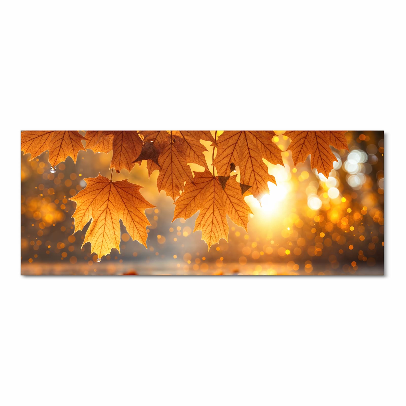 Farbbeständiger dünner Küchenteppich mit Motiv Blätter von Herbstliche in Frontansicht, waschbar