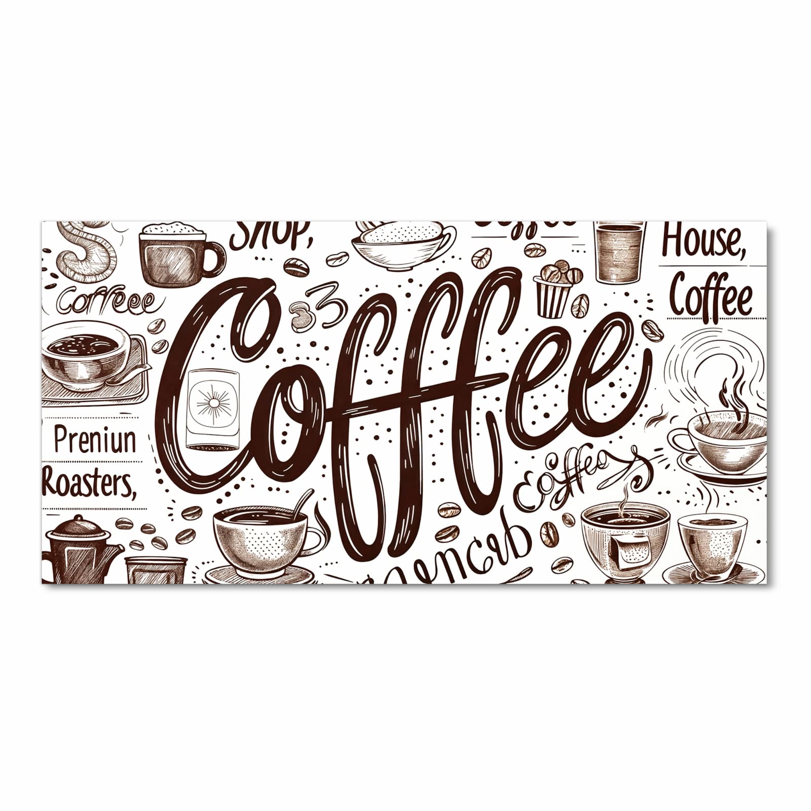 Rutschfester Küchenvorleger mit Motiv Kaffee Illustration in Frontansicht