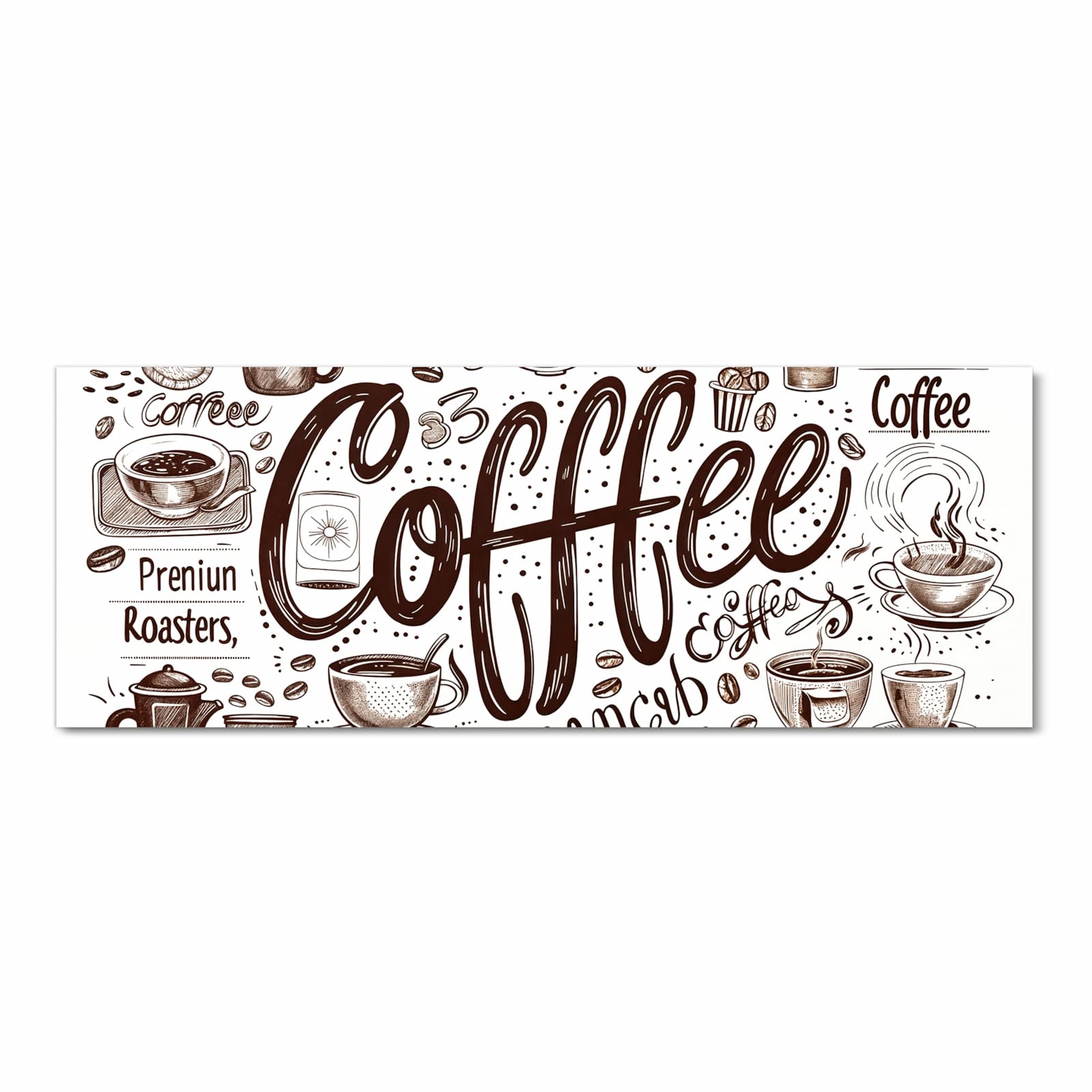 Dünner Küchenteppich mit Motiv Kaffee Illustration in Frontansicht für Ordnung & Übersicht