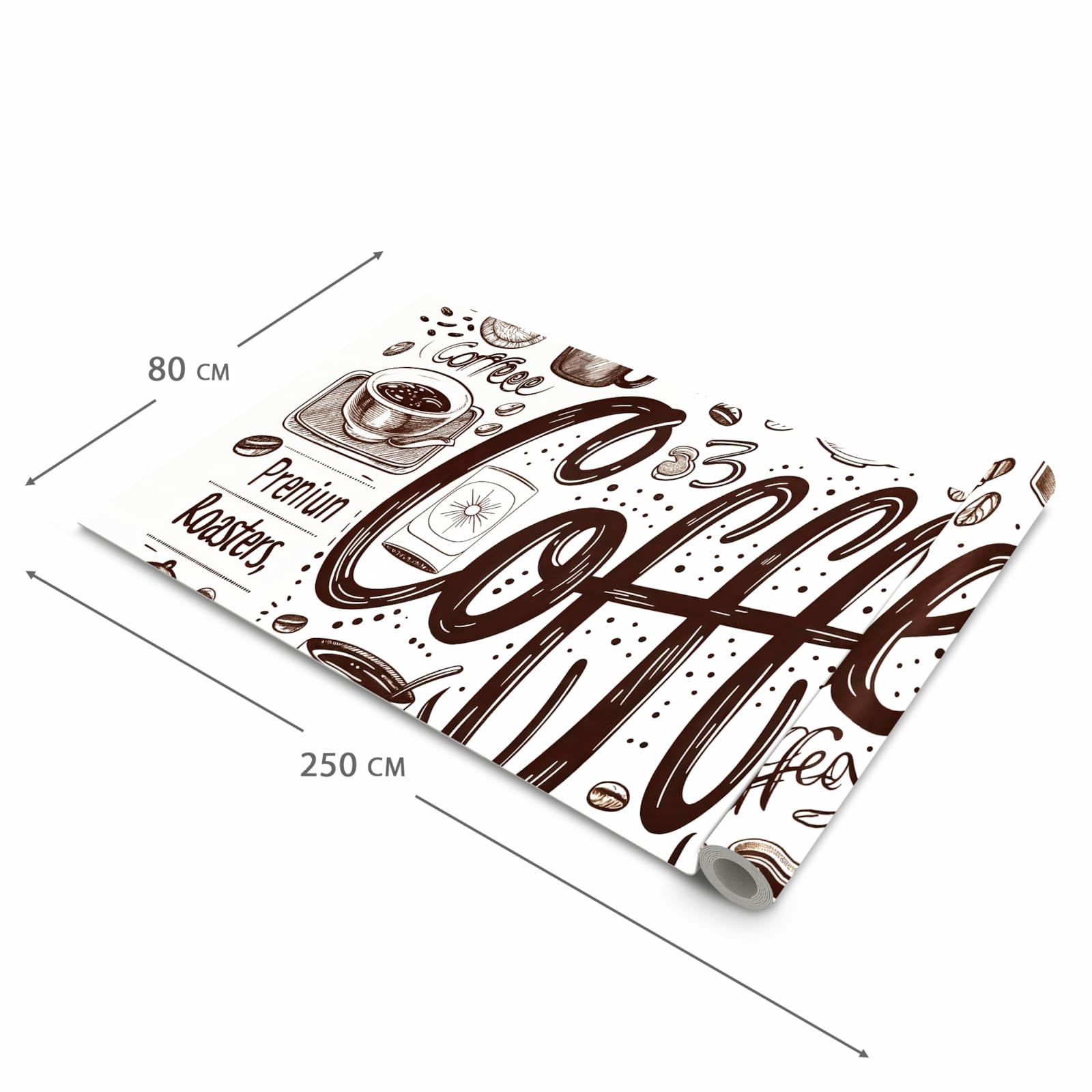 Formstabiler rutschfester Küchenteppich mit Motiv Kaffee Illustration in der Grösse 60x150 cm