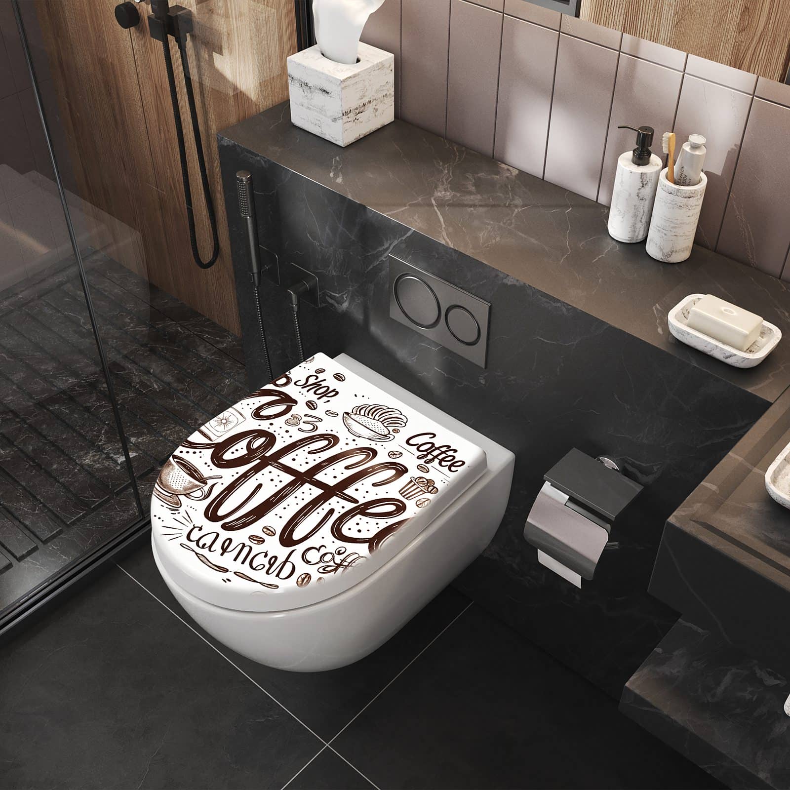 WC-Sitz mit Absenkautomatik Kaffee Illustration