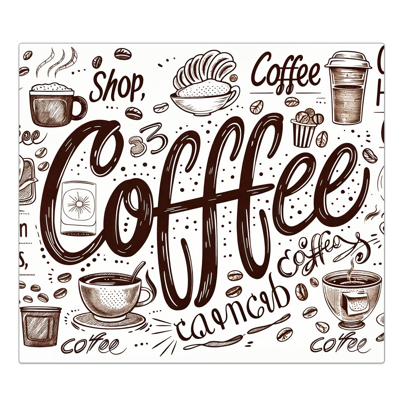 1-teilige Ceranfeld Abdeckungen mit Kaffee Illustration-Motiv in der Frontansicht #grösse_1-Teilig (60x52cm)